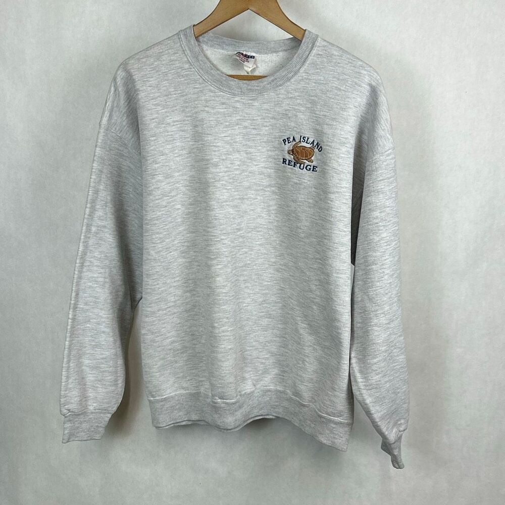 Vtg Pea Island Refuge Sweatshirt Gray Unisex Sz XL Jerzees Activewear Super Swea